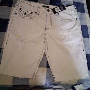 True Religion White Jean Shorts for Men
